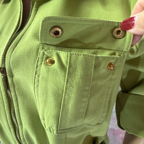 📌Sharagano Lime Green  Sheath Dress with Roll Up Sleeves and Pockets - Picture 4 of 16